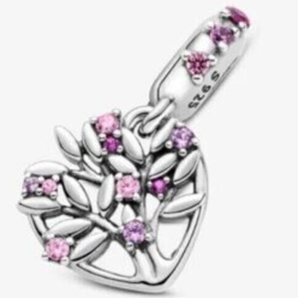 Pandora Pink Heart Family Tree Dangle Charm - Picture 4 of 4